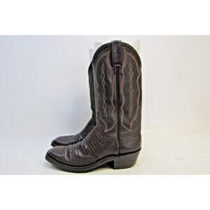Custom Made Mens Size 10 B Narrow Width Brown Leather Teju Lizard Cowboy Boots